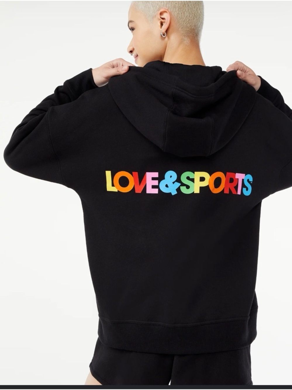 LOVE&SPORTS Black Kids Hoodie with Rainbow Logo